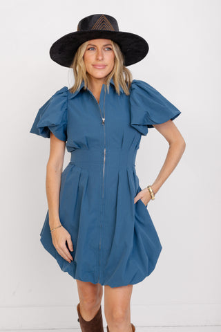 High Stakes Dress, TEAL BLUE