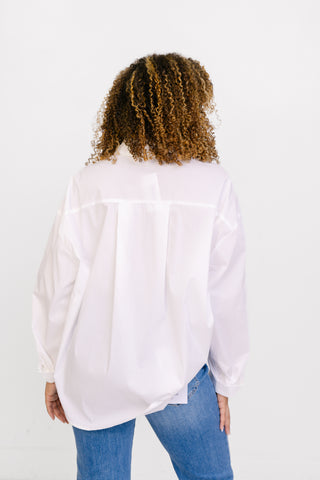 Classic Essential Button-Down Top, WHITE