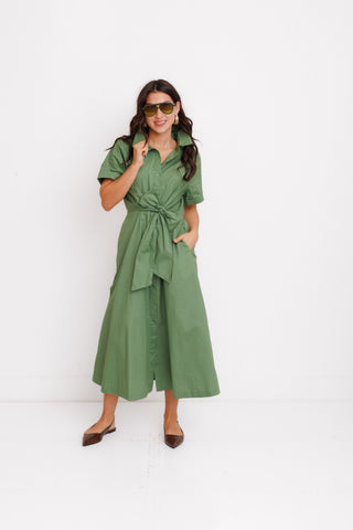 Tie It Together Midi Dress, OLIVE