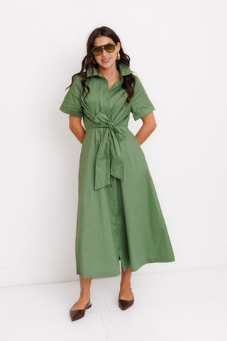 Tie It Together Midi Dress, OLIVE