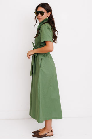 Tie It Together Midi Dress, OLIVE