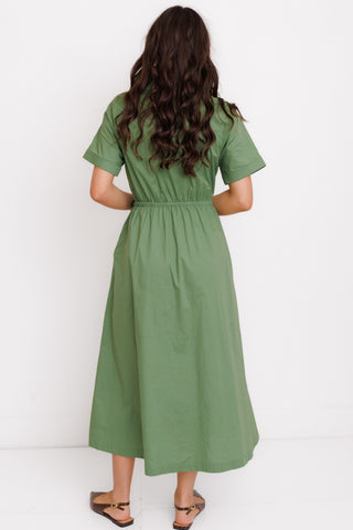 Tie It Together Midi Dress, OLIVE