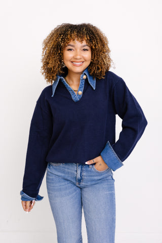 Timeless Fit Sweater, NAVY