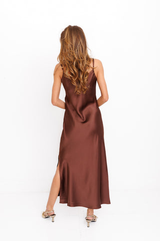Tamara Midi Dress, DARK BROWN