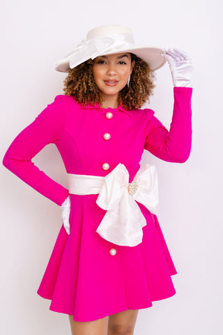 Classy Lady Suit Dress, HOT PINK