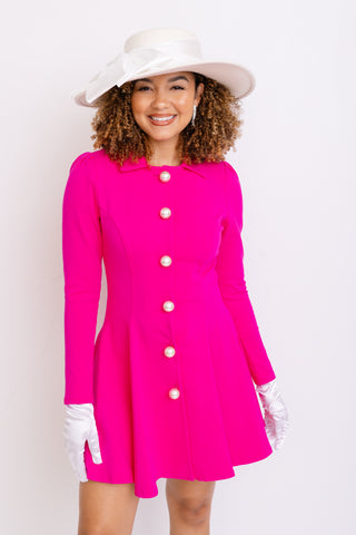Classy Lady Suit Dress, HOT PINK