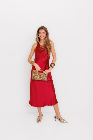 Francoid Midi Dress, BURGUNDY