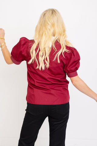 Take You There Blouse, BURGUNDY