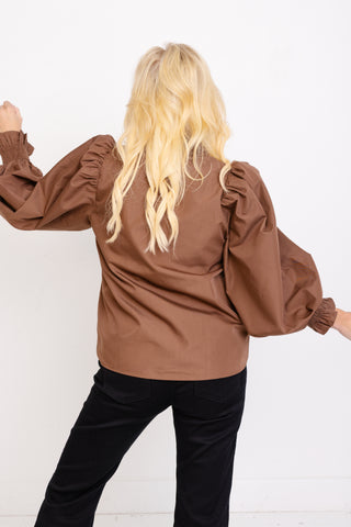 Savvy Babe Blouse, MOCHA