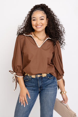 Good Form Blouse, BROWN