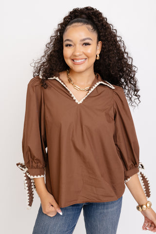 Good Form Blouse, BROWN