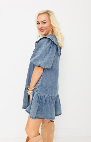 Beauty Hour Mini Dress, MEDIUM WASH NEW