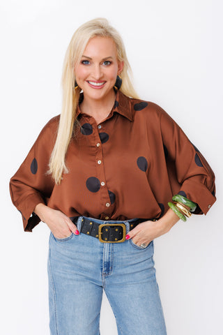 Dot Com Blouse, BROWN