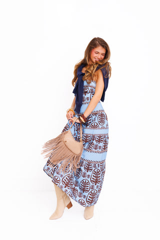 Palm Grove Maxi Dress, BLUE