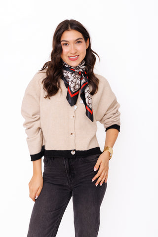 The Noelle Cardigan, TAUPE/ BLACK