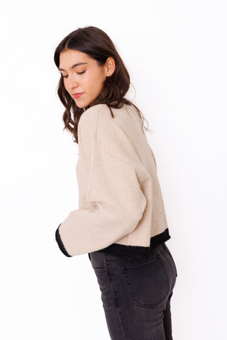 The Noelle Cardigan, TAUPE/ BLACK