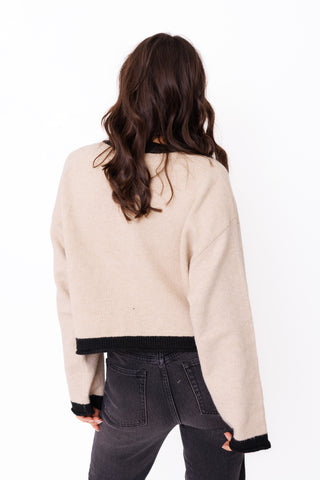 The Noelle Cardigan, TAUPE/ BLACK