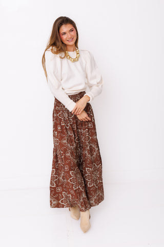 Pure Perfection Sweater – ivory knit sweater with statement puff sleeves – view 2