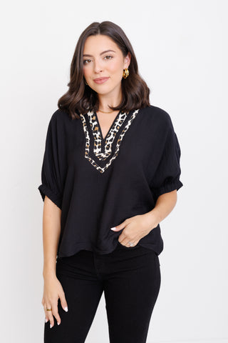 City Safari Blouse, BLACK