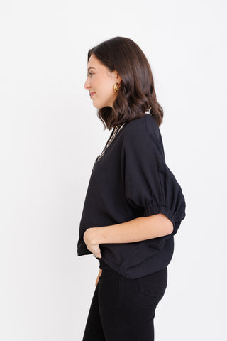 City Safari Blouse, BLACK