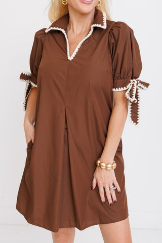 Belle Amour Mini Dress, BROWN