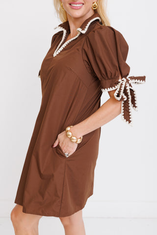 Belle Amour Mini Dress, BROWN