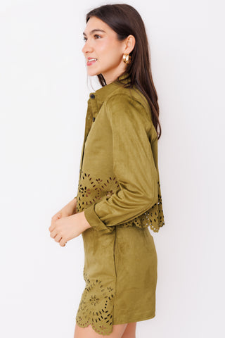 Olive Branch Eyelet Top