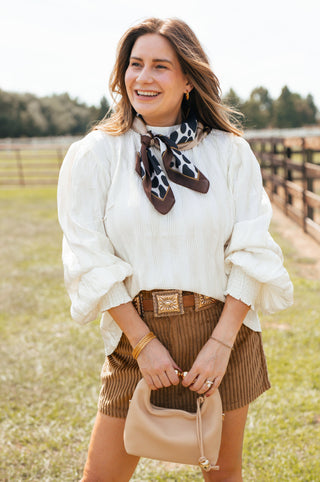 Velour Bloom Top, IVORY
