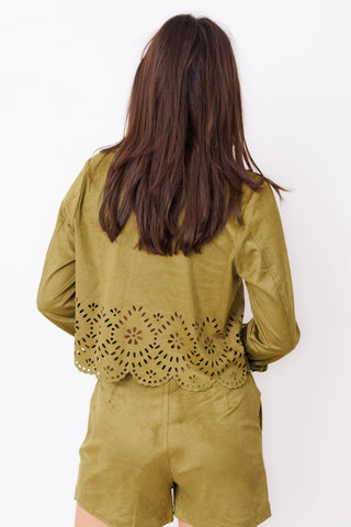 Olive Branch Eyelet Top