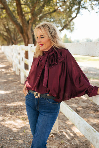 Everyday Drama Blouse, BURGUNDY