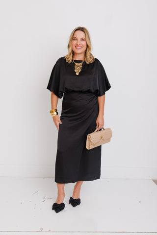Forme Noir Midi Dress, BLACK