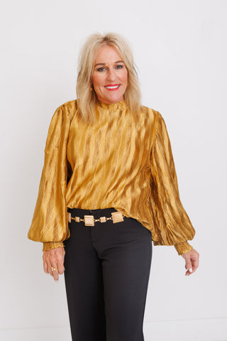 Velour Bloom Top, CAMEL