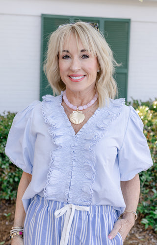 City Poise Blouse, LT BLUE