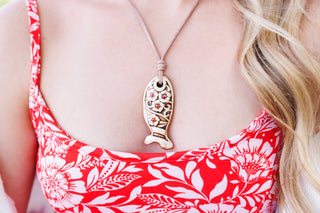 Seaside Bloom Fish Pendant Necklace