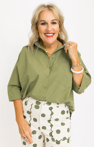 Cafe' Madeline Top, OLIVE
