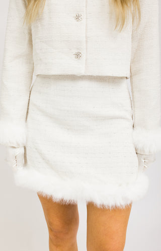 Refined Luxe Mini Skirt, OFF WHITE