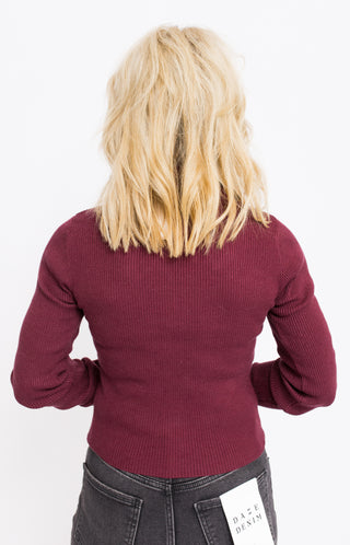 Plush Edge Sweater, BURGUNDY