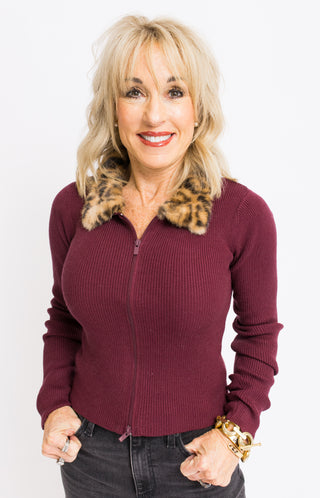 Plush Edge Sweater, BURGUNDY