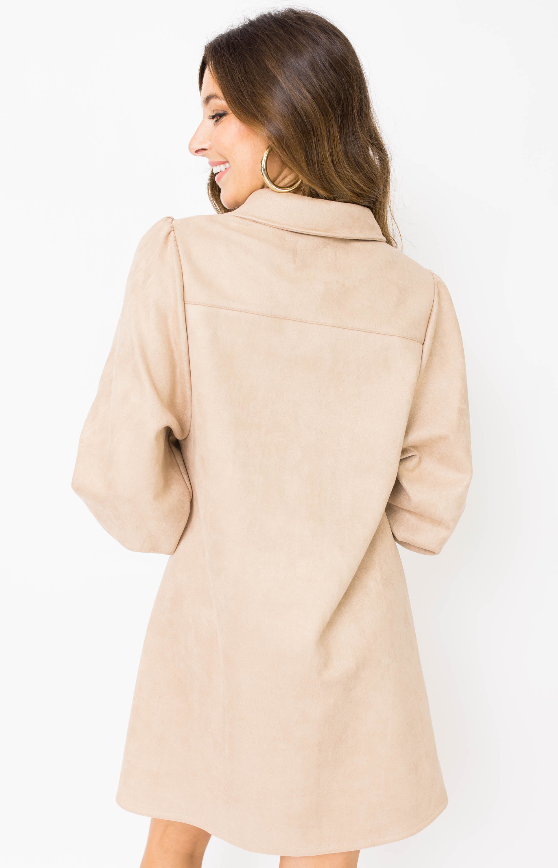 Dolce Cabo: Over the Moon Vegan Suede Mini Dress, CAMEL