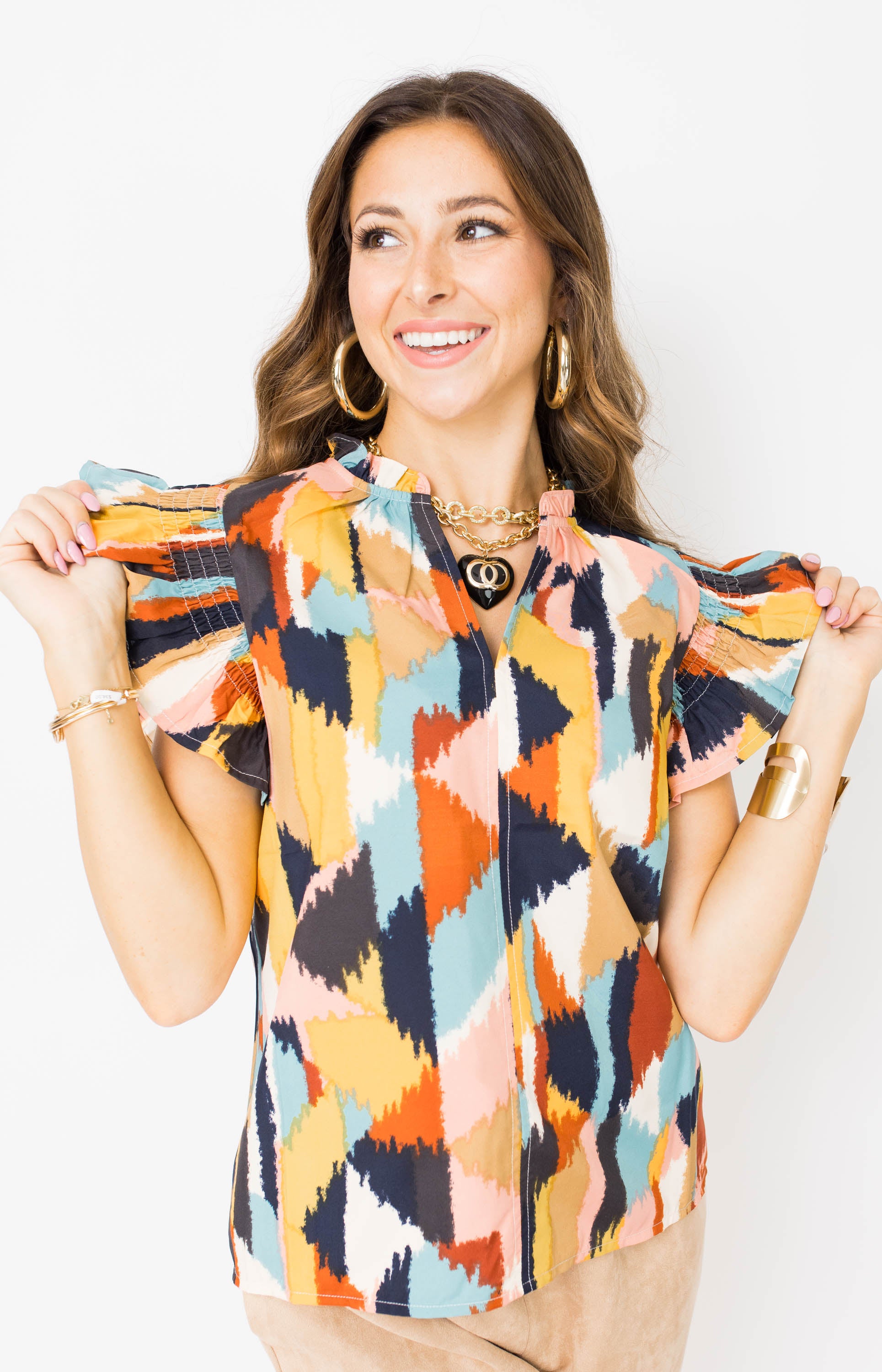 THML: Talk of the Town Blouse, BROWN
