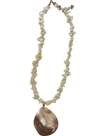 Beaded Necklace with Shell Pendant