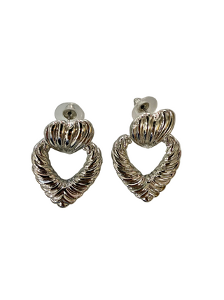 Heart Stud Earrings, SILVER