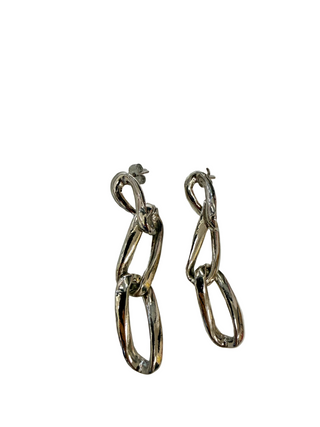 3 Link Chain Earring, SILVER
