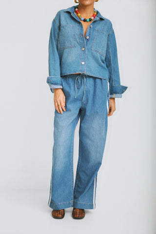 THE SIDELINES DENIM TRACK PANT
