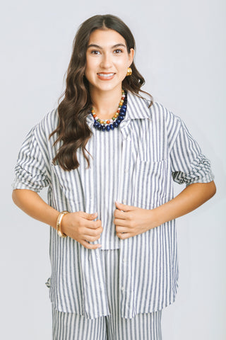 REESE BUTTON UP STRIPE TOP