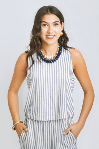 SLOANE KNIT STRIPED TOP, ECLIPSE