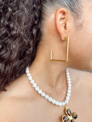 VIRTUE: LARGE SQUARE BRUSHED HOOPS