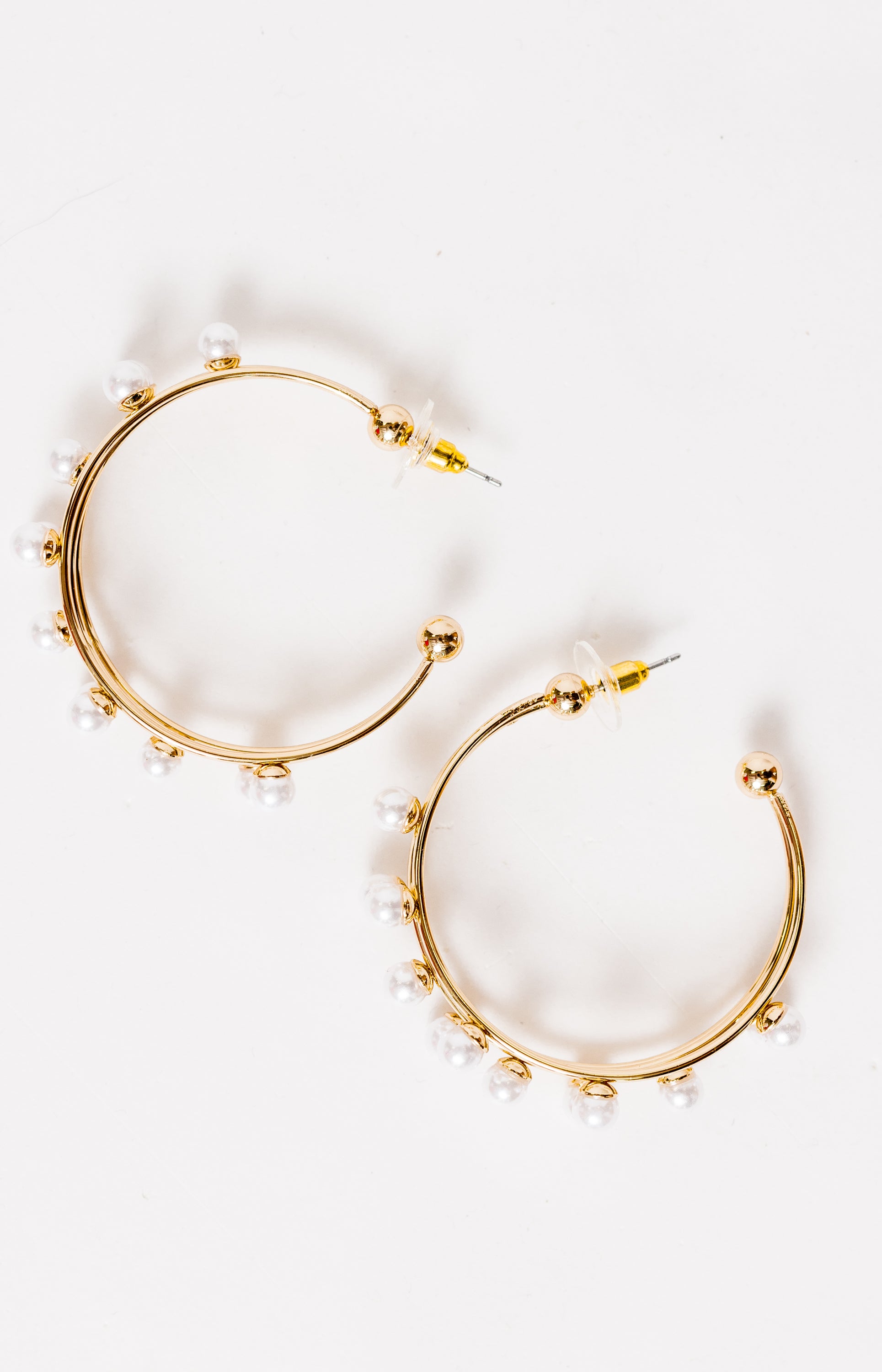 Triple Hoop With Pearl Accents, GOLD/CREAM