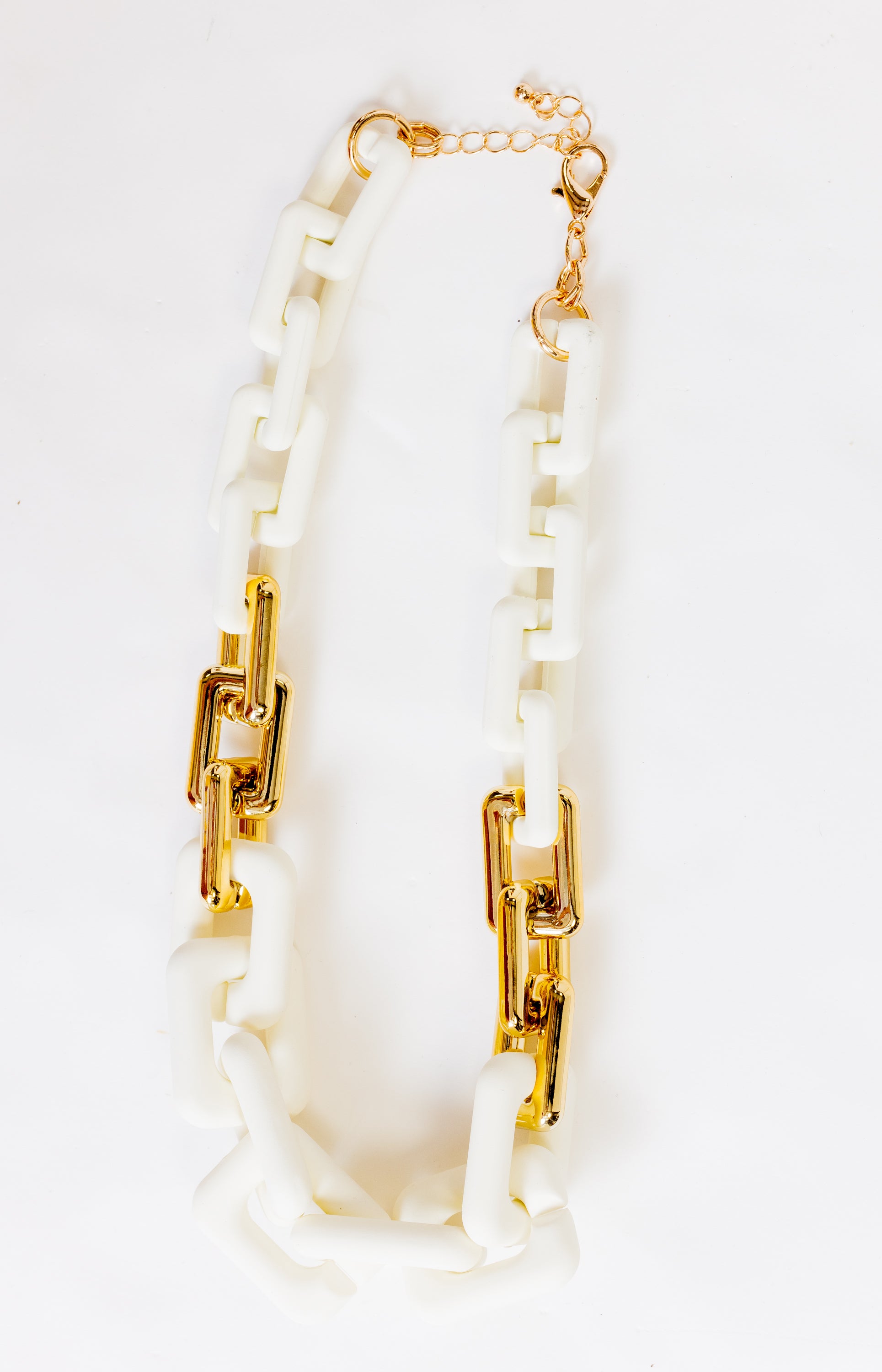 Chunky Chain Link Necklace, WHITE/GOLD