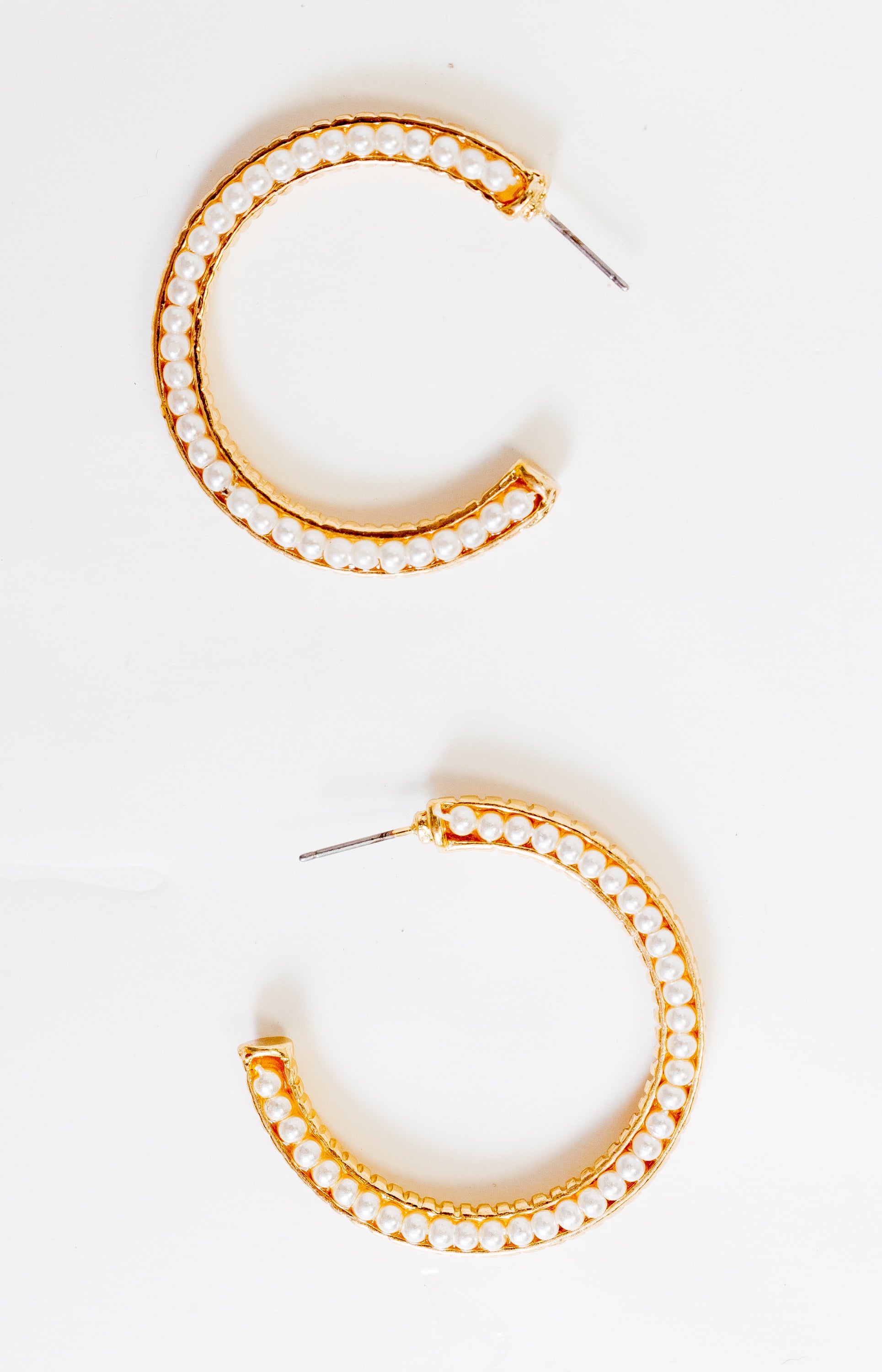 Pearl Detailed Hoops, GOLD